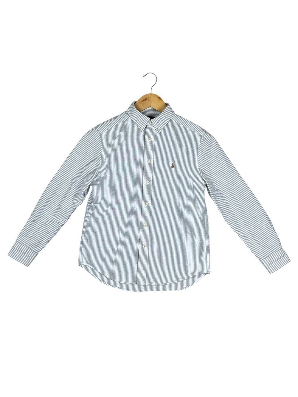 Polo Ralph Lauren Boy’s Medium 10-12 Blue White Striped Oxford Button Down